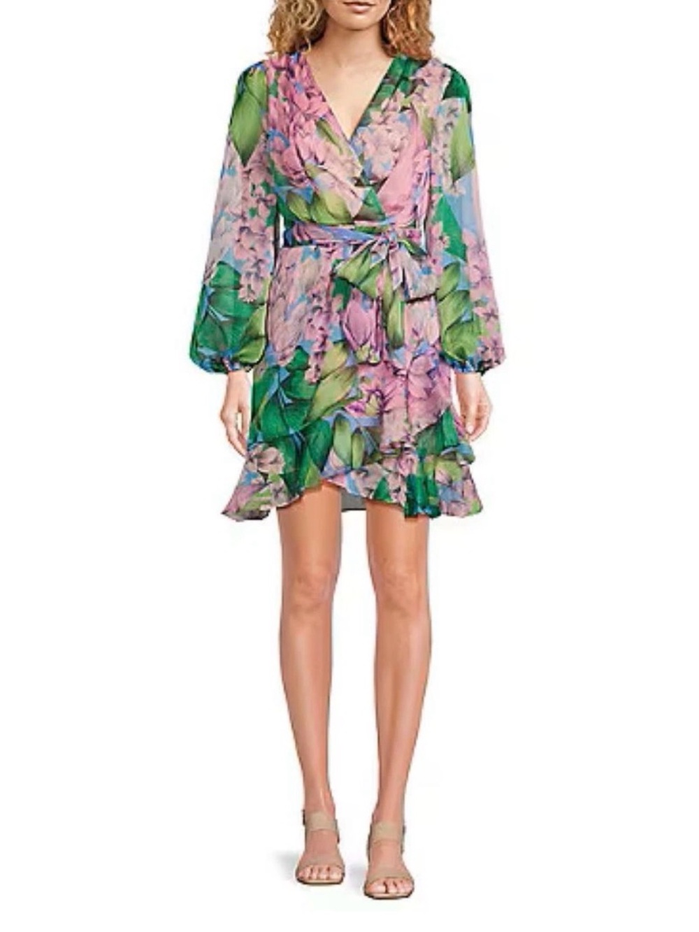 NEW Womens Alex Marie Laurel Chiffon Long Sleeve Mini Wisteria Dress $178